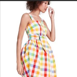 Plaid Wide Strap Tie Waist Dress